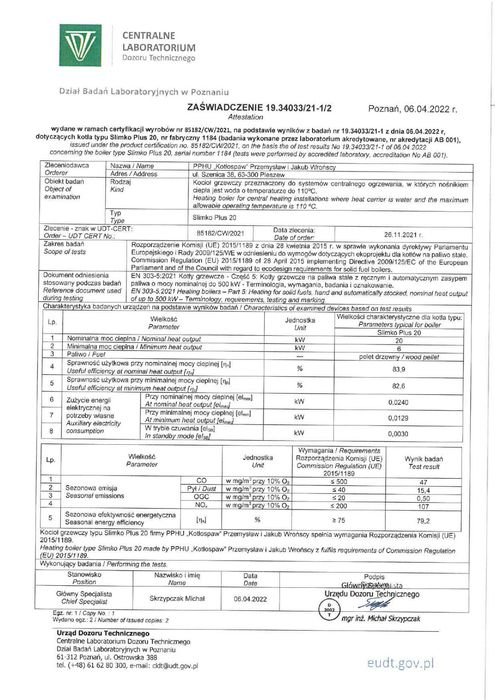 Kocioł pellet Slimko PLUS 20 kW Kotłospaw