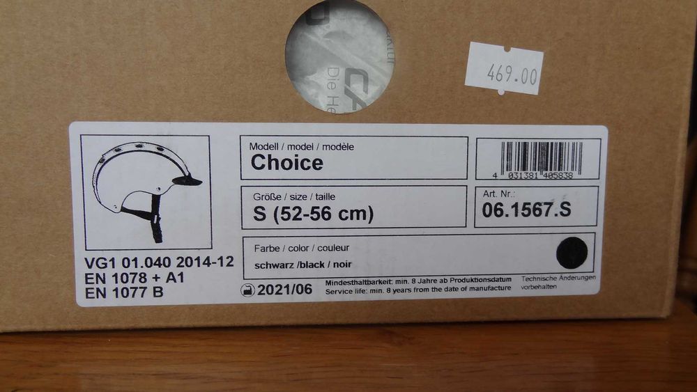 Kask jeździecki CASCO  CHOICE, rozmiar S  52-56 cm czarny, regulowany.