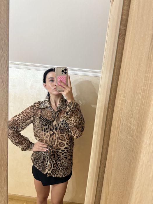 Шифонова блуза принт леопард
