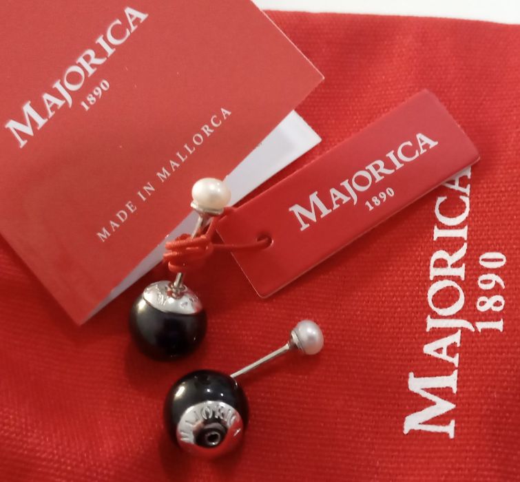 Brincos Prata e Pérolas Duplas Majorica NOVOS  embalagem e certificado