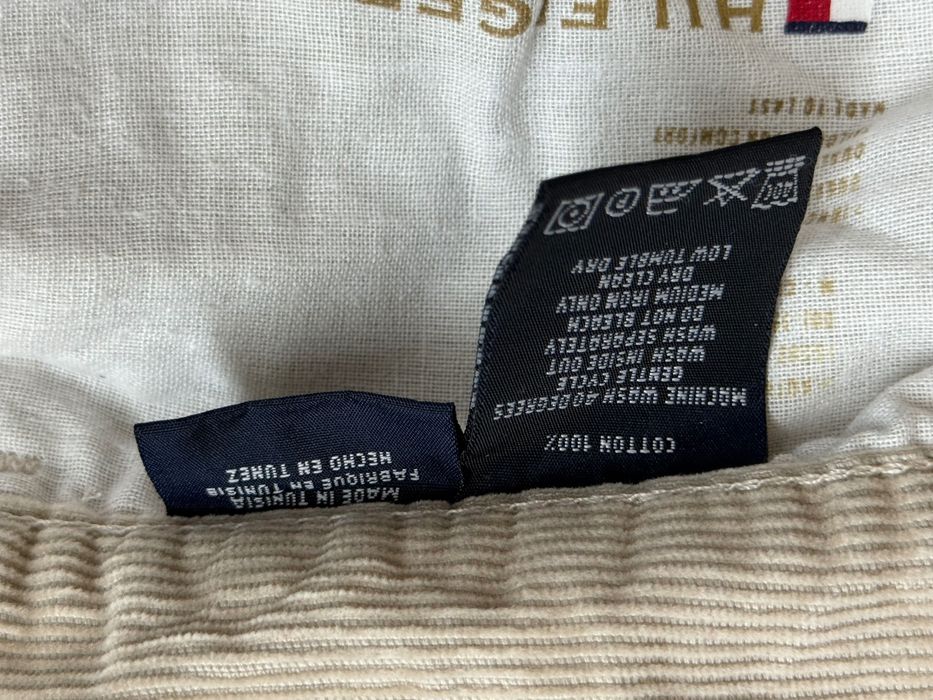 Spodnie sztruksowe Tommy Hilfiger L beżowe logowane straight fit W36 L34 midtown oryginalne 00s