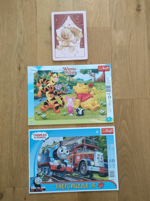 Puzzle 15 i 12 elementów Kubuś Puchatek Tomek i przyjaciele