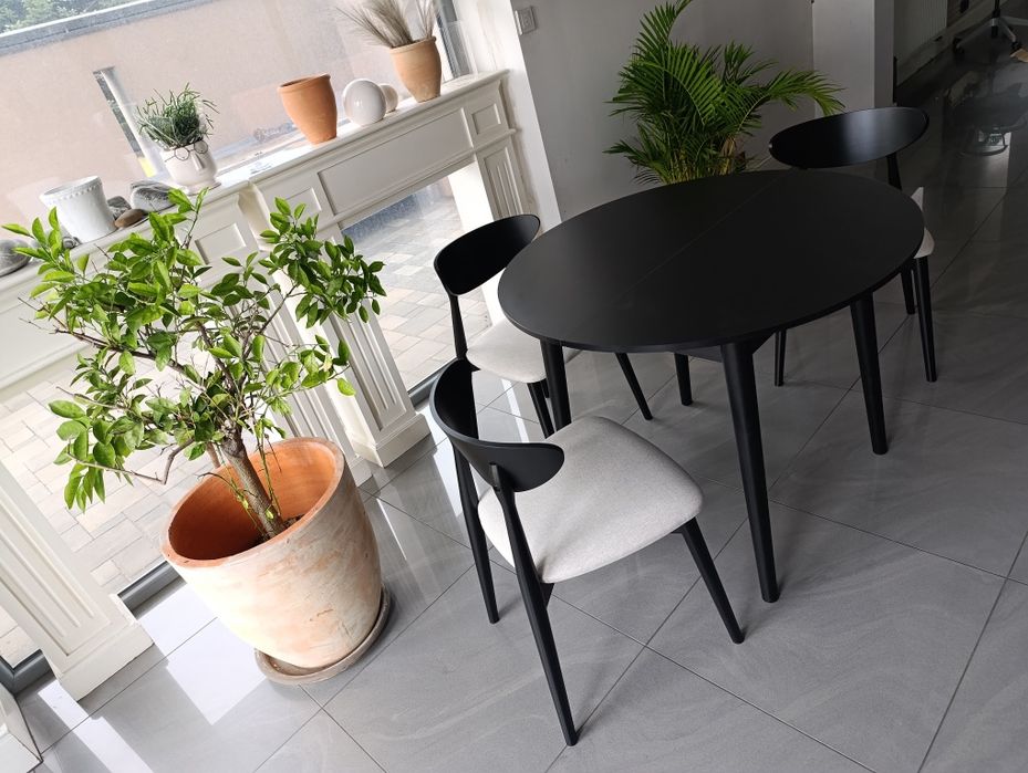 Stylowy Stół Okrągły do salonu lub kuchni 100 cm, bukowe nogi