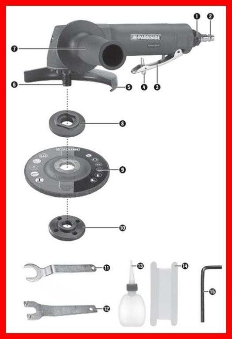 Rebarbadora angular 125mm a ar comprimido Parkside NOVA/ESTREAR!