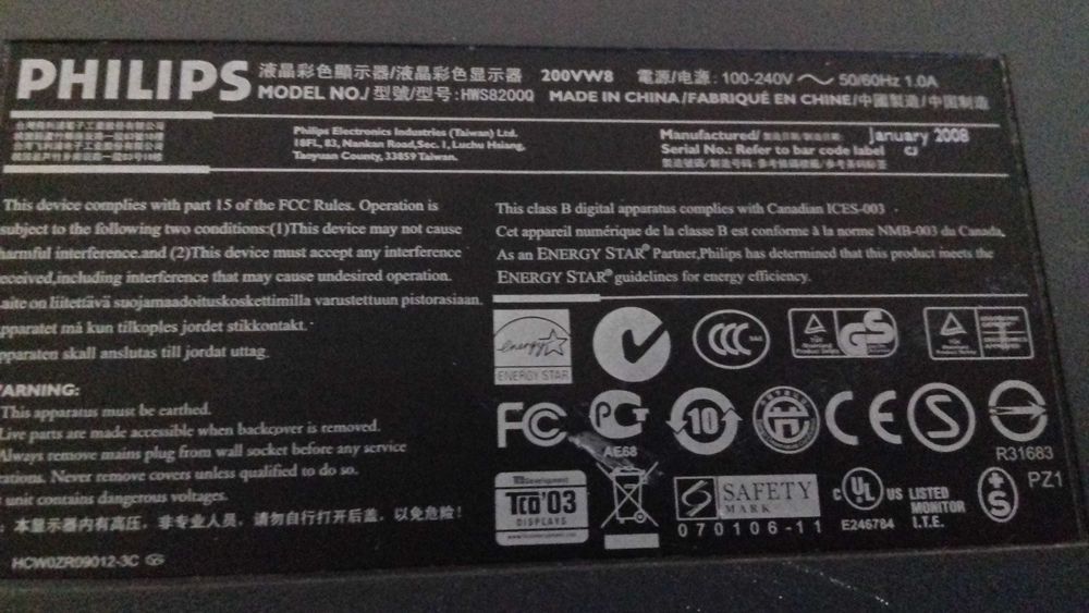 munitor phillips 20 polegadas a funcionar