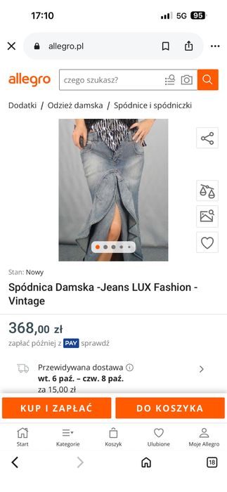 Spódnica jeans długa z falbanami z tylu dłuższa