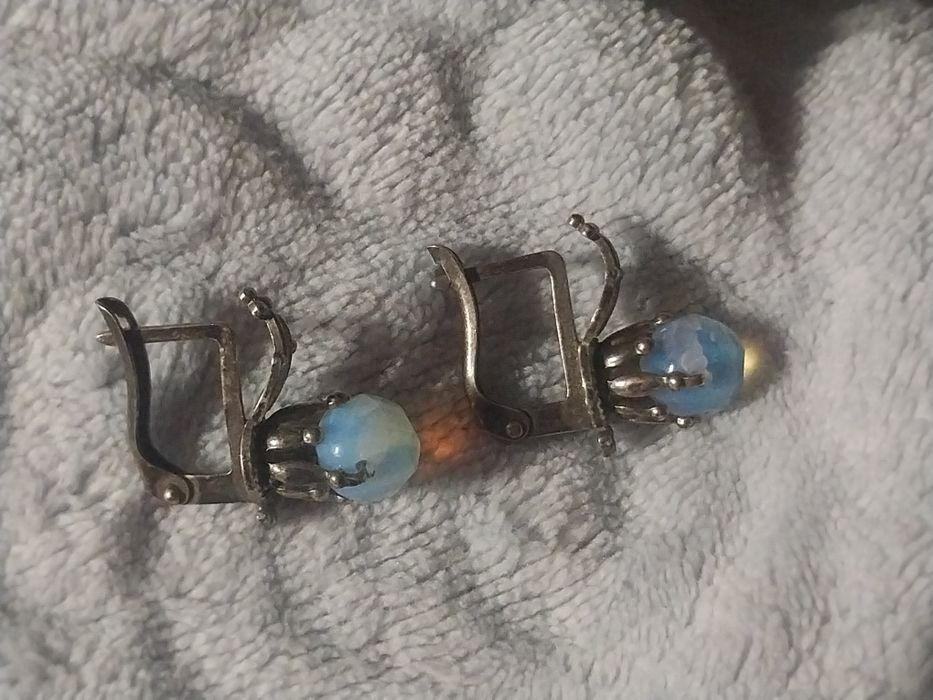 Серьги сережки женские с лунным камнем