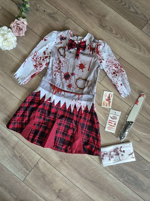 Strój zombie Uczennica Halloween karnawał 116/122