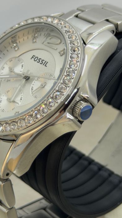 Жіночий годинник Fossil Riley ES3202 з кристалами Swarovski (Сріблястий)