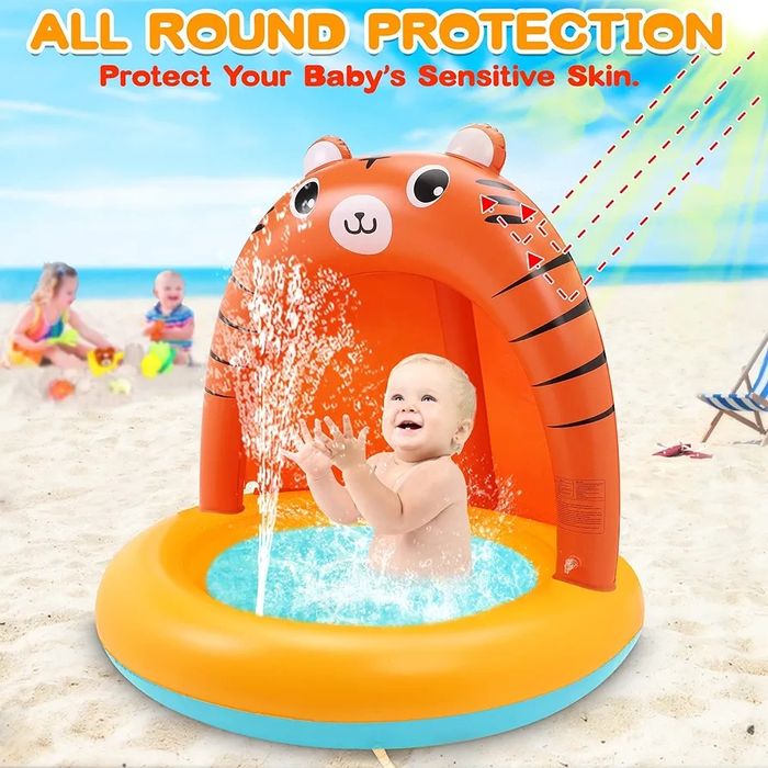 Piscina insuflável flutuador bebé com repuxo proteção sol ENVIO GRÁTIS