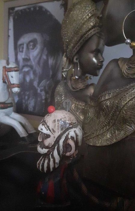 Estatueta Isqueiro Velho Pavio Antigo Busto Vintage madeira 1950