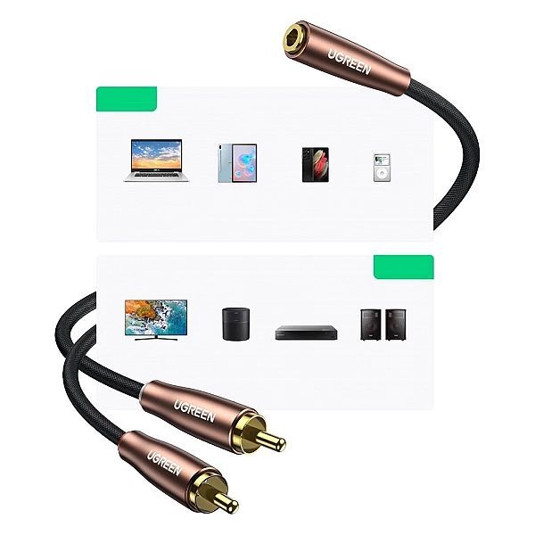 Ugreen kabel przewód audio 3,5 mm mini jack (żeński) - 2rca (męski) 3m