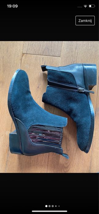 buty Donald J Pliner botki sztyblety czarne 36 skórzane