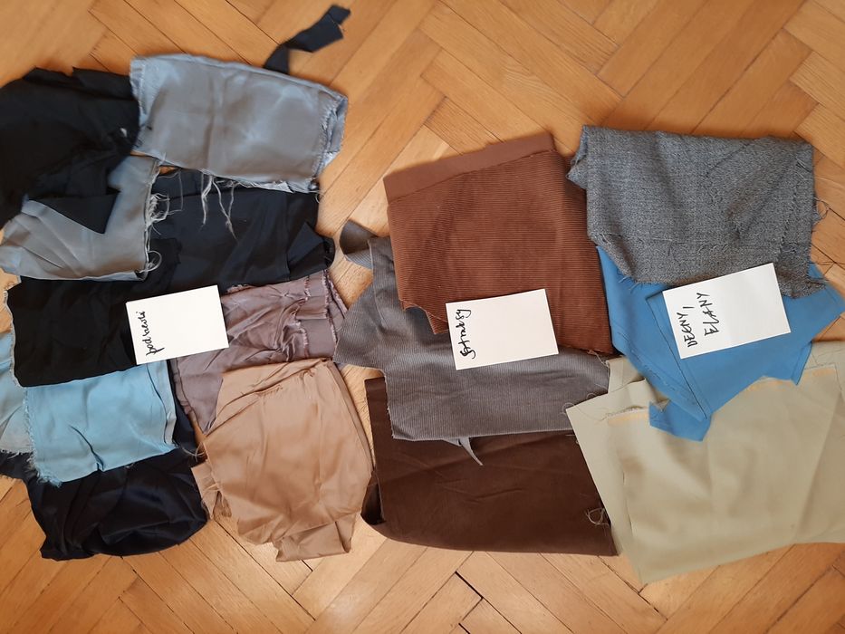 Podszewka nowa pod spodnicę, resztki tkanin cały zestaw w cenie