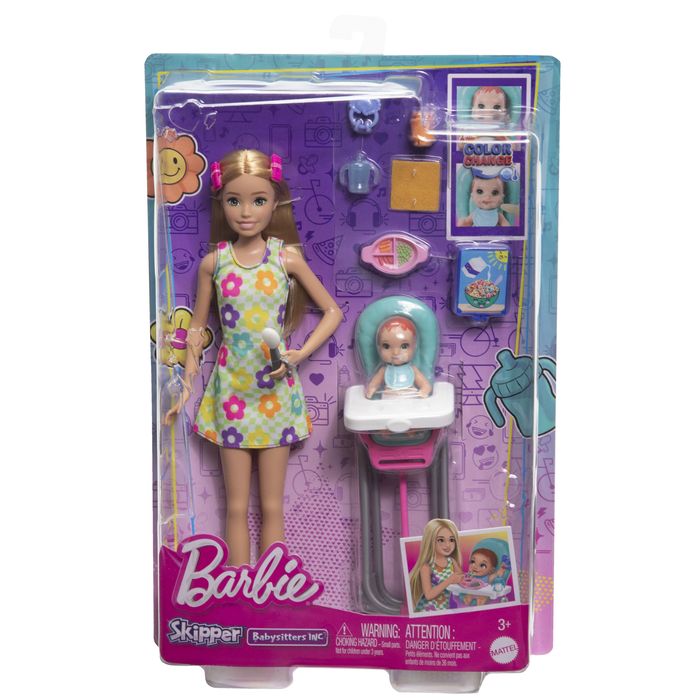 Lalka Barbie Skipper Opiekunka Krzesełko Do Karmienia Z Bobasem