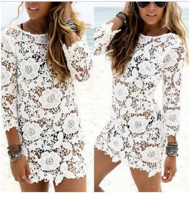 Пляжна сукня мереживна пеньюар