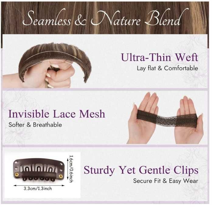 Włosy doczepy, faliste, 50cm, 4 pasma, 200g BARSDAR