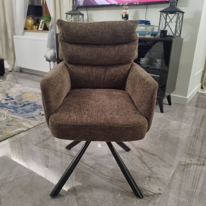 Komplet 8 szt Krzesło do jadalni salonu fotel brązowe obrotowe