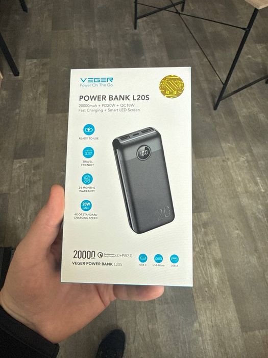 Повербанк Veger L20S с емкостью 20 000 мАч