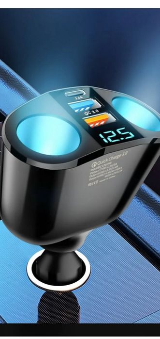 Автозарядка Автомобильный прикуриватель разветвитель QC 3,0