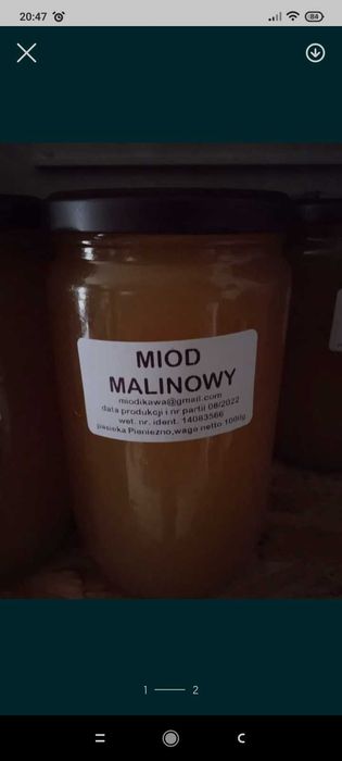 Miód MALINOWY z własnej pasieki