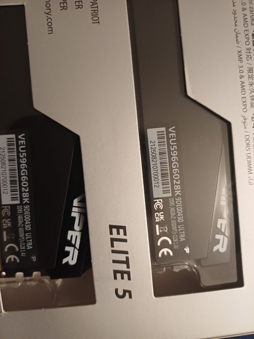 Memória RAM Patriot Viper Elite 5 Ultra 96GB 2x48GB DDR5 6000MHz CL28 RGB XMP EXPO