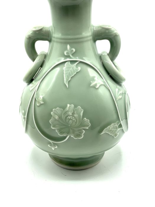 VASO ESTILO MING DE DUAS ALÇAS CELEDON DE PORCELANA CHINESA