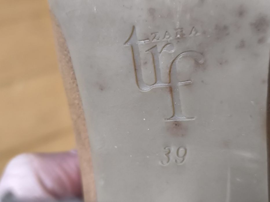 Brązowe zamszowe kozaki botki Zara 39