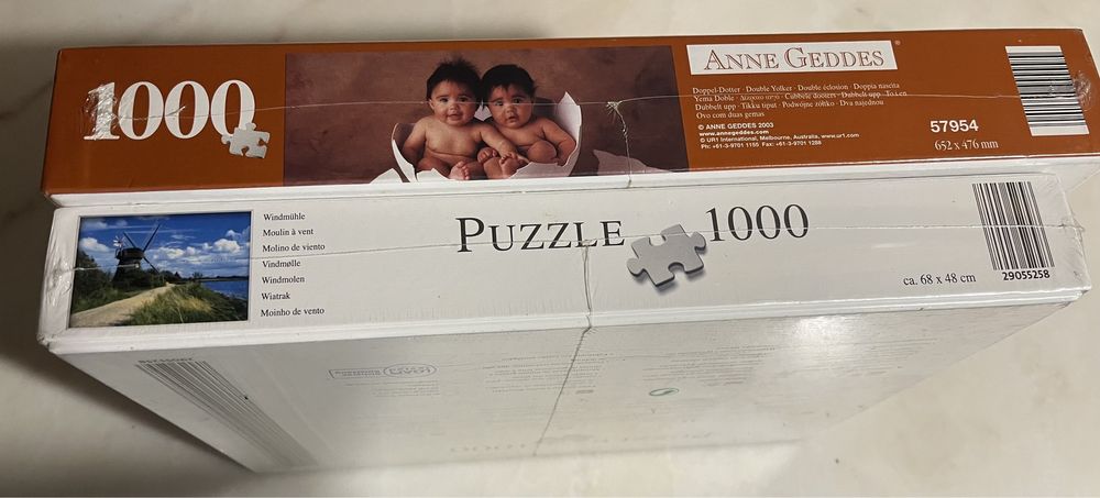 2 puzzles NOVOS selados - 1000 peças Anne Geddes e moinho