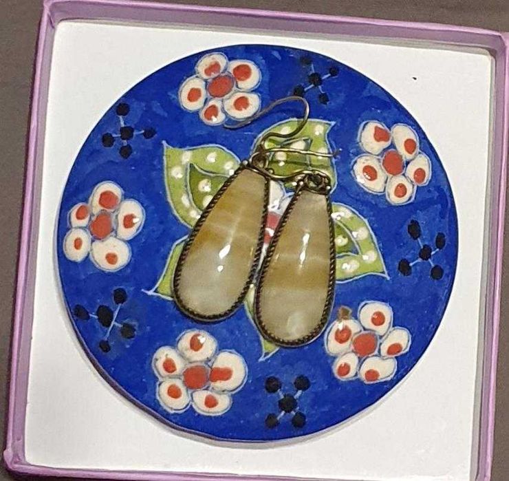 Серьги серебро 916 проба звезда , Урал , Вставка природный агат .