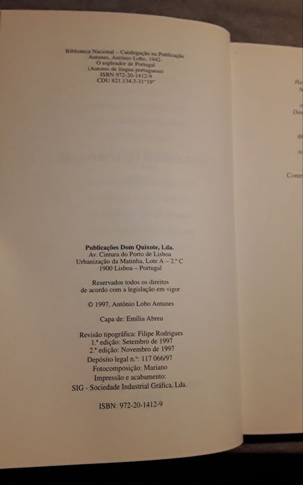 Livro: O Esplendor de Portugal, de António Lobo Antunes, como novo!