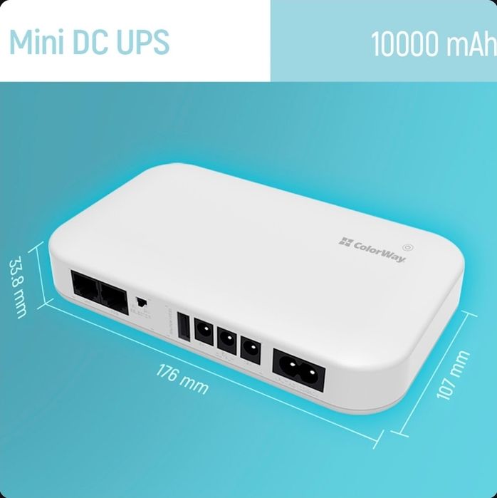 ДБЖ для роутера COLORWAY 10000mAh 21W White (CW-PB100LI3WT)