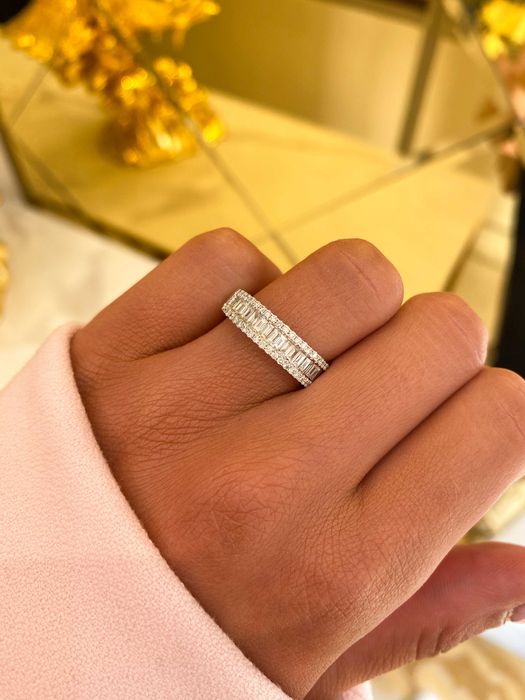 Obrączka z diamentami naturalnymi 0.95 ct Infinity bagiety