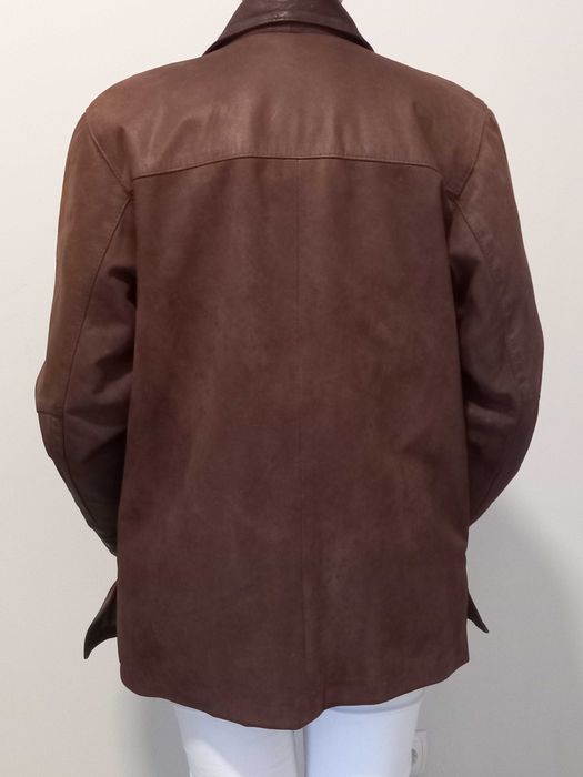 Casaco pele genuína castanho S largo