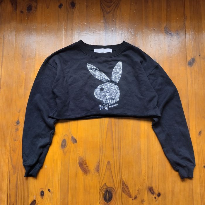 Playboy свитшот кроп  со стразами