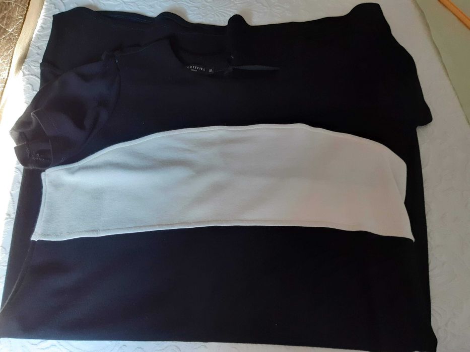 Vestido algodão/malha preto e branco, Corte Fiel, como Novo