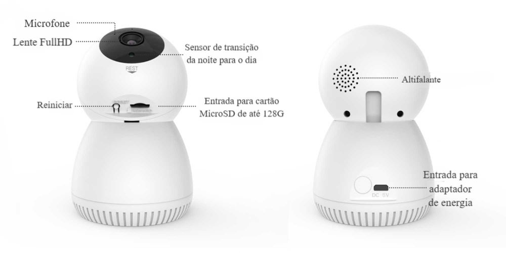 Câmara Vigilância * WiFi * FullHD * Visão Noturna * Áudio * SD * App