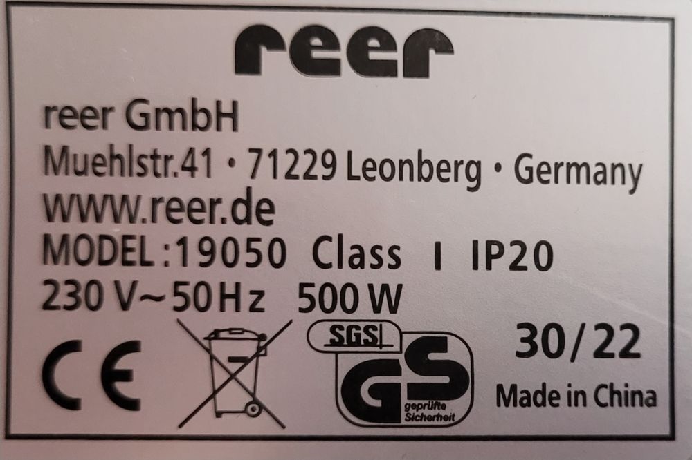 Grzejnik promiennik ze stojakiem REER 2w1 500w