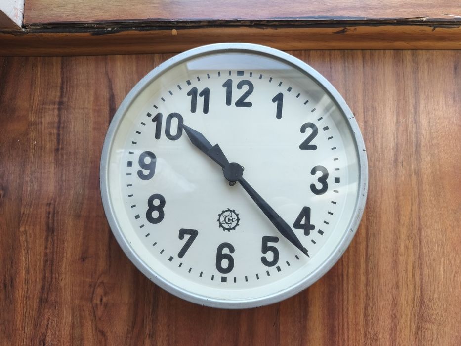 Zegar dworcowy kolejowy Pragotron Chronotechna PJ30, oryginał z 1950!