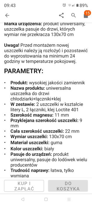 Uszczelka 130x70 typu L