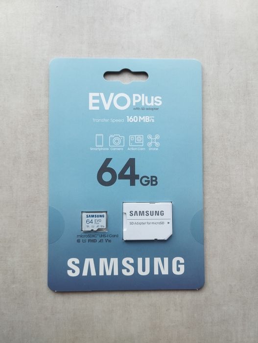 NOWA! Karta Samsung EVO Plus EVO+ 64GB 160MB/s MicroSDXC UHS-I A1 V10 Adapter
