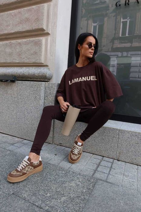 La manuel bluzka t-shirt blank czekolada