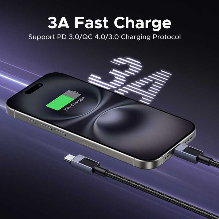 Кабель Type-C на Type-C 60W для швидкої зарядки тайп-с тайп-с PD 3A Fast Charging UGREEN провод шнур тайп си для быстрой зарядки