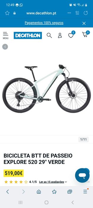 BICICLETA BTT - COMO NOVA 
EXPLORE 520 29" VERDE