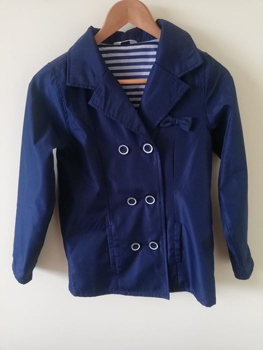 Granatowy dziecięcy dziewczęcy płaszcz przeciwdeszczowy