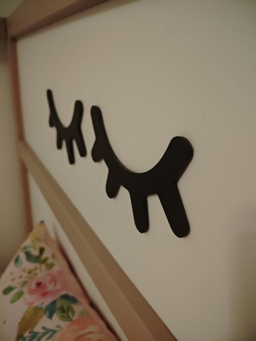 Cama IKEA KURA para menina pintada de rosa + colchão incluído