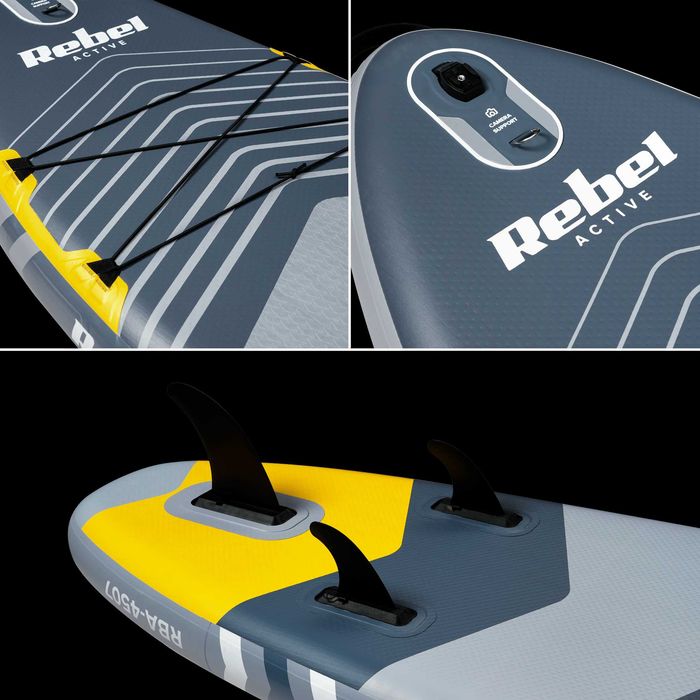 SUP дошка 335 см Rebel ACTIVE RBA-4507-G із аксесуарами сапборд 170 кг 335 x 84 х 15 см Grey