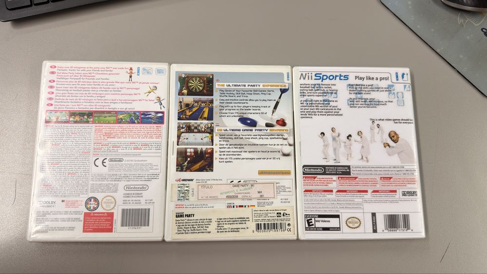 Lote 3 Jogos Nintendo Wii (Wii Party, Wii Sports, Game Party) – Completos com Manual