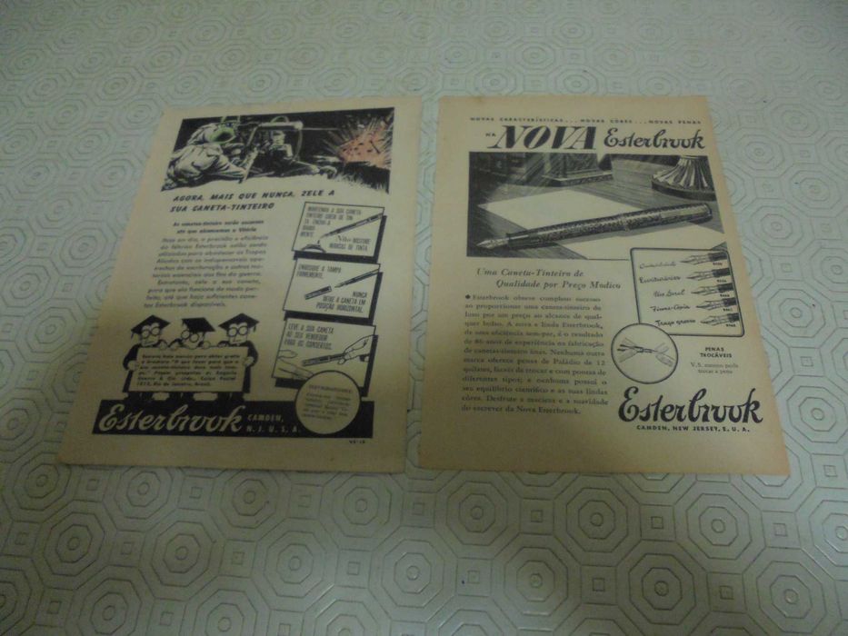 Publicidades de Canetas Esterbrook dos anos 40/50 todas diferentes