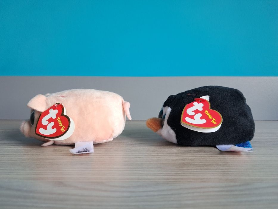 Pluszaki - świnka, pingwin i halloweenowa dynia z przywieszką